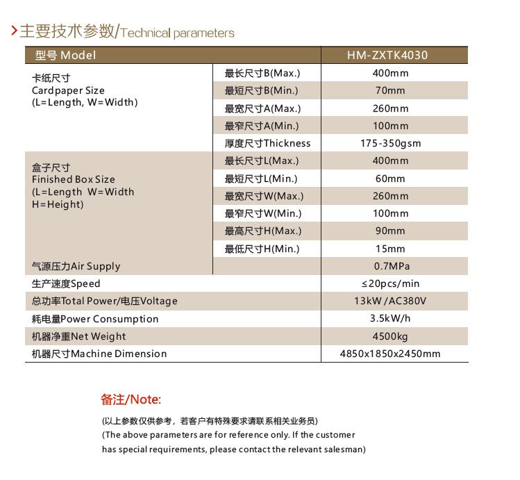 HM-TK4030全自動整形貼卡機參數